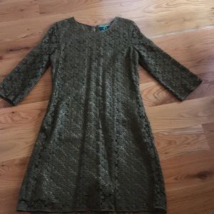 C. Wonder Army Green Lace Overlay Dress NWOT